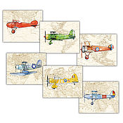 Картины и панно handmade. Livemaster - original item Planes on maps Set of 6 Posters Paintings for the children`s room. Handmade.