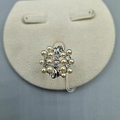 Украшения handmade. Livemaster - original item Silver ring with pearls (imitation) 4 mm and cubic zirconia. Handmade.