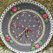 Для дома и интерьера handmade. Livemaster - original item Wooden clock, grey-pink Shabby. Handmade.