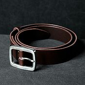 Аксессуары handmade. Livemaster - original item 38 mm belt, brown with steel buckle. Handmade.
