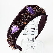 Украшения handmade. Livemaster - original item Velvet rim decoration with charoite Lilac stone. Handmade.