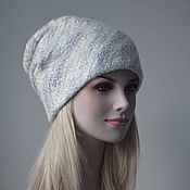 Аксессуары handmade. Livemaster - original item Beanie felted women`s hat.Warm Wool Felted White beanie Hat. Handmade.