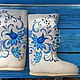 Botas de fieltro: flor Azul, Felt boots, Novocheboksarsk,  Фото №1