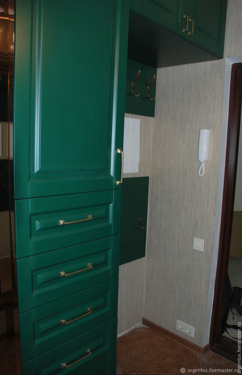 Зеленый шкаф в прихожую