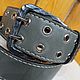 Grey leather men's belt, Straps, Kineshma,  Фото №1