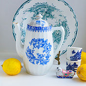 Посуда ручной работы. Ярмарка Мастеров - ручная работа Antique porcelain coffee pot teapot China blau Bavaria. Handmade.