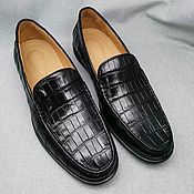 Обувь ручной работы handmade. Livemaster - original item Loafers made of genuine crocodile leather, black color!. Handmade.