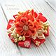 Order Elastic bands for hair in the kanzashi technique ' Orange bouquet'. Rainbow colors. Livemaster. . Scrunchy Фото №3