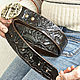 Black leather belt handmade, Straps, Krasnodar,  Фото №1