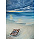 Картина с морем Пляж картина маслом ракушка Картина тучи над морем, Картины, Ессентуки,  Фото №1