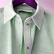 Одежда handmade. Livemaster - original item Mint-colored suede shirt. Handmade.