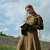 Субкультуры handmade. Livemaster - original item Elven Dress «Flora» Long Fantasy Linen Khaki Hooded Elvish Dress. Handmade.
