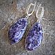Серьги с натуральным чароитом в серебре. Серьги классические. JewelryStudioGem. Ярмарка Мастеров.  Фото №4