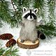 Крошка Енот - енотик - сухое валяние из шерсти (raccoon). Войлочная игрушка. Шерстяной Зоопарк Наталья Львова. Ярмарка Мастеров.  Фото №5