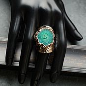 Украшения handmade. Livemaster - original item Women`s ring with druze agate gilding 