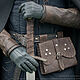 Кожаная сумка Школы Кота и пояс ручной работы (Witcher 3). Поясная сумка. Svetliy Sudar Leather Arts Workshop. Ярмарка Мастеров.  Фото №5