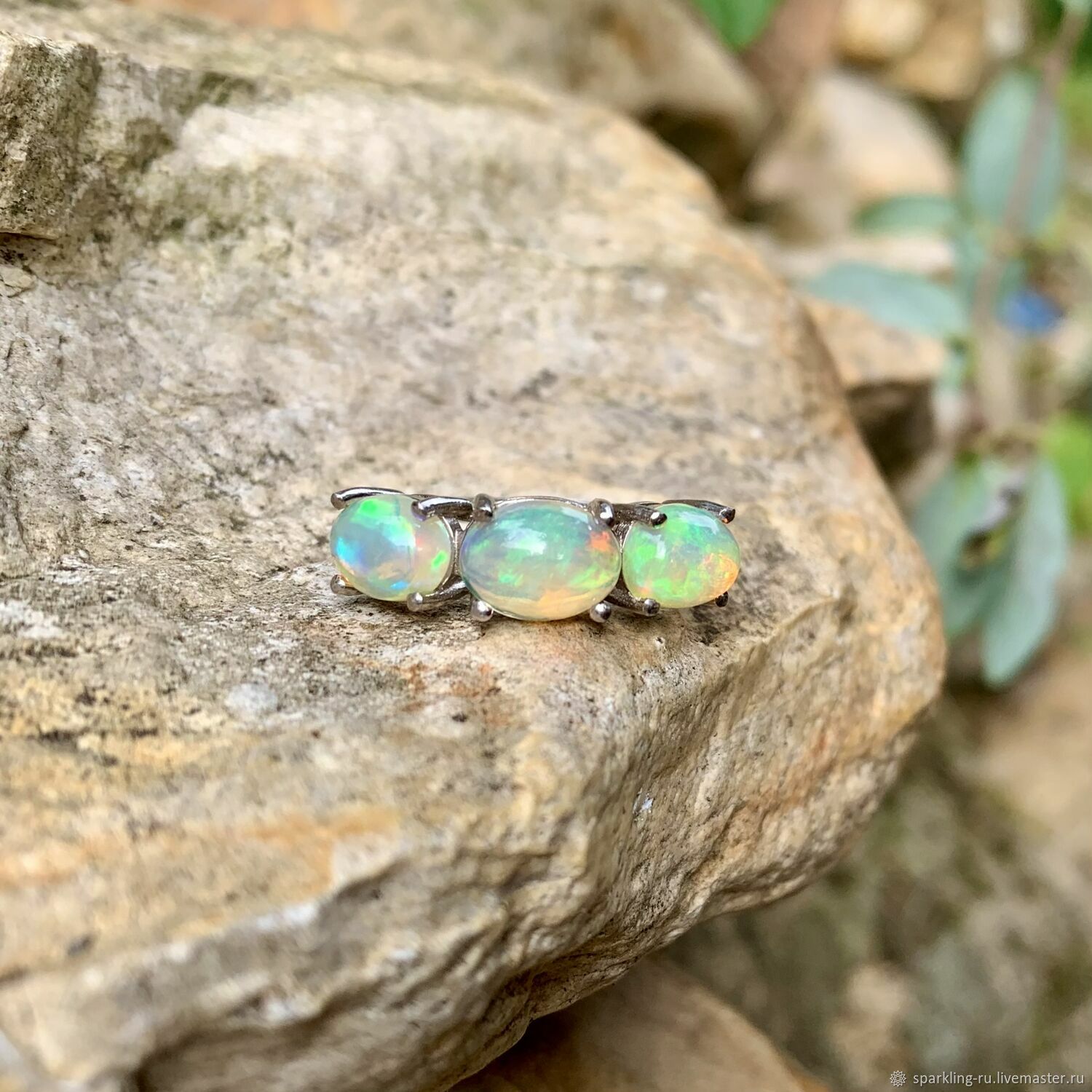Silver ring with opals, Rings, Moscow,  Фото №1