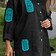 Black linen Shirt oversize linen with turquoise stripes. Blouses. NATALINI. Online shopping on My Livemaster.  Фото №2