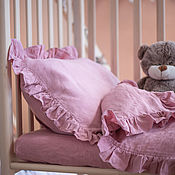 Для дома и интерьера handmade. Livemaster - original item Linen bed linen for a baby cot. Handmade.
