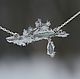 Necklace with Australian opal 'Sprig in snow', silver, Necklace, Moscow,  Фото №1