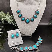 Украшения handmade. Livemaster - original item Jewelry set natural stone turkvenite turquoise. Handmade.