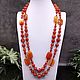 Long beads made of natural carnelian Rectangle, Beads2, Moscow,  Фото №1