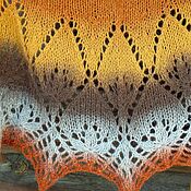 Shawl White night openwork knitted linen bactus linen