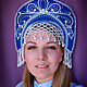 Kokoshnik blue, handmade, kokoshnik snow maiden, Carnival Hats, Krasnoyarsk,  Фото №1