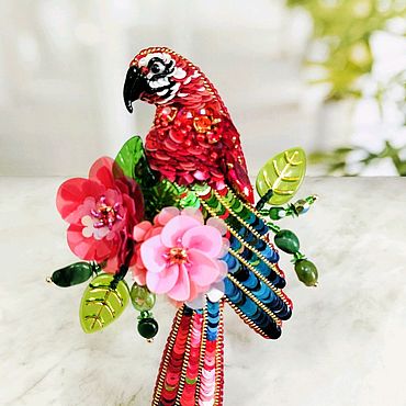 Украшения ручной работы. Ярмарка Мастеров - ручная работа Брошь Попугай. Handmade.