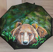 Аксессуары handmade. Livemaster - original item The umbrella women`s, men`s automatic folding umbrella-cane patterned Bear. Handmade.