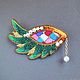 Order Brooch WING beading, sequins, silk, straw, pearls. Maria_Prox Jewellery. Livemaster. . Brooches Фото №3
