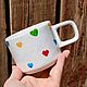 A smooth mug with colorful hearts as a gift to a loved one. Mugs and cups. DASHA LEPIT | Ceramic tableware (dashalepit). My Livemaster. Фото №4