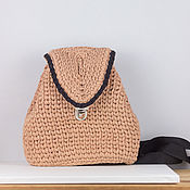 Сумки и аксессуары handmade. Livemaster - original item Beige backpack, cotton knitwear. Handmade.