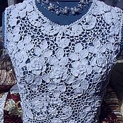 Irish lace. Master Class on crochet floral necklace