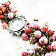 Часы браслет на руку "снежные ягоды"- агаты, Часы наручные, Барнаул,  Фото №1