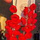 Серьги из шелка цветочные красные гроздья цветочки, Серьги классические, Омск,  Фото №1