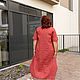NATALINI р-р 58-64 Льняное платье цвета тёмный коралл с вышивкой. Платья. NATALINI. Ярмарка Мастеров.  Фото №5