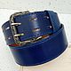 Order Men's belt,personalized, blue color. Marik Leather Craft. Livemaster. . Straps Фото №3
