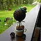 Кофейный топиарий. Помпоны. Топиарии. Елена (coffeedream). Ярмарка Мастеров.  Фото №4