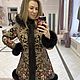Пальто Ассоль из Павловопосадского платка Тайна Сердца с шоколад песцо. Пальто. Ульяна Смирнова. Интернет-магазин Ярмарка Мастеров.  Фото №2