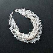 Украшения handmade. Livemaster - original item White kerchief beaded wedding necklace bride. Handmade.