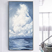 Картины и панно handmade. Livemaster - original item Oil painting seascape with clouds in gray-blue tones. Handmade.