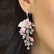 Свадебный салон handmade. Livemaster - original item Wedding Earrings with Sakura Flowers, Flower Earrings. Handmade.