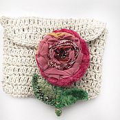 Вязаное украшение кулон, брошь, колье цветочный букет