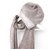 Широкий шарф Хлопок с шелком (вязаный женский шарф)
