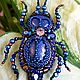 Brooch beaded ' lapis Lazuli beetle', Brooches, Moscow,  Фото №1