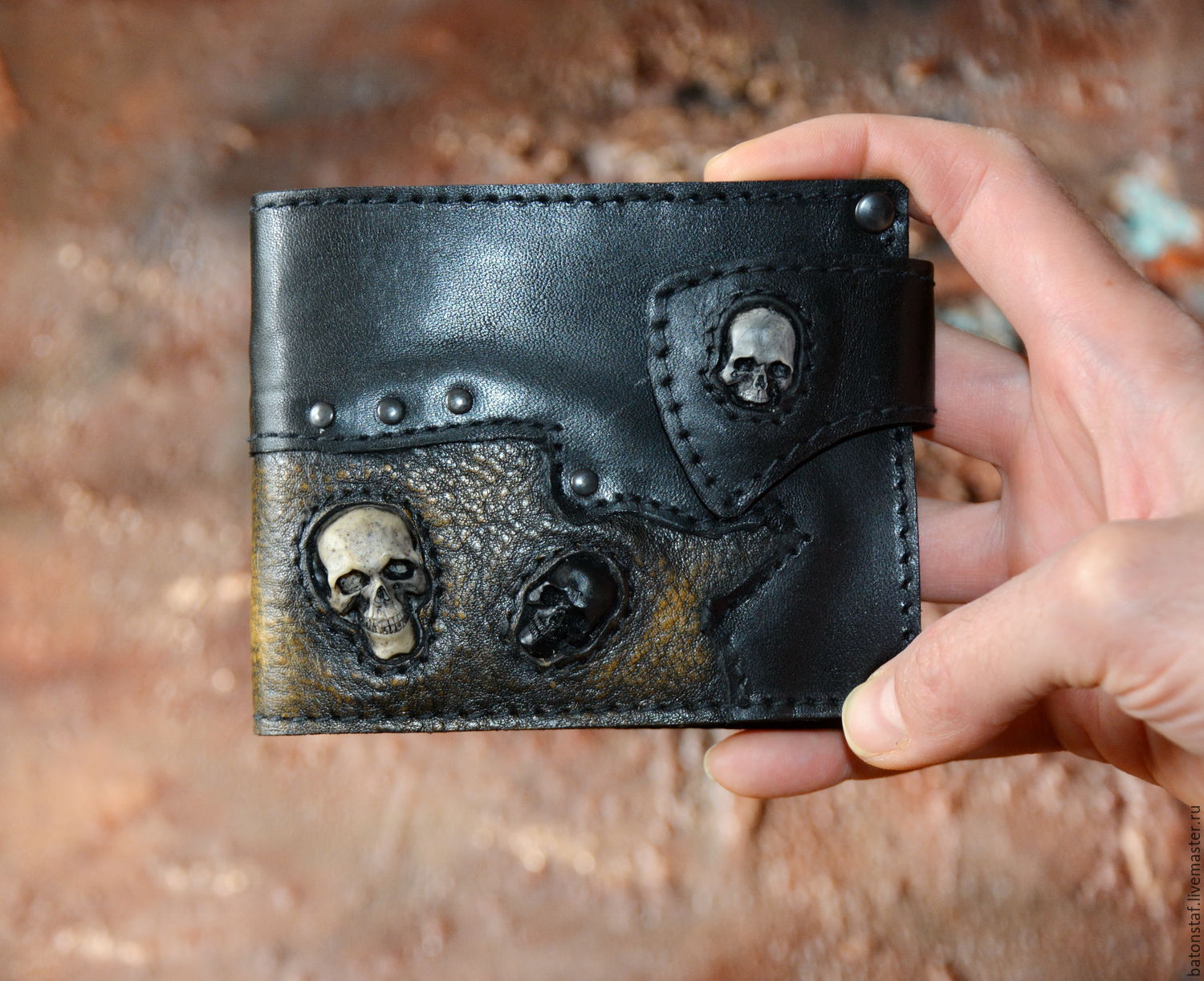 Purse, purse, wallet with skulls. Gift to man, Classic Bag, Moscow,  Фото №1
