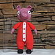 Good pink Pig in a red jumpsuit. Symbol 2019, Stuffed Toys, Gukovo,  Фото №1