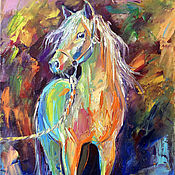 Картины и панно handmade. Livemaster - original item Painting with a Horse Before a Walk - oil on canvas. Handmade.