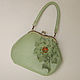 Green leather Women's bag with Flowers handbag with clasp Reticule. Clasp Bag. Irina Vladi. Online shopping on My Livemaster.  Фото №2